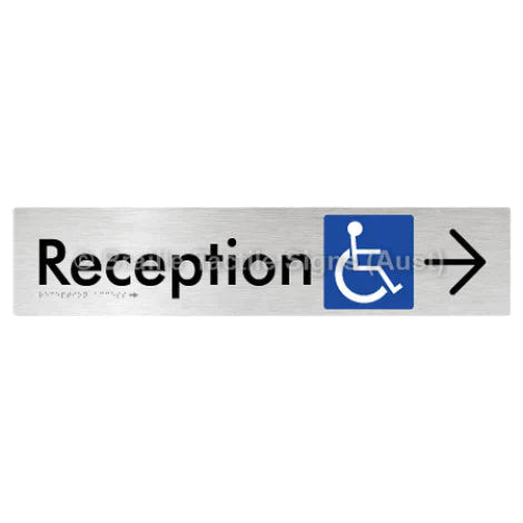 Braille Sign Reception Access w/ Large Arrow - Braille Tactile Signs (Aust) - BTS167->R-aliB - Fully Custom Signs - Fast Shipping - High Quality - Australian Made &amp; Owned