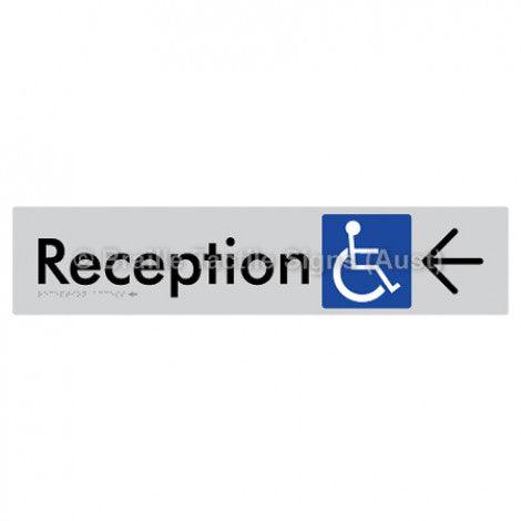 Braille Sign Reception Access w/ Large Arrow - Braille Tactile Signs (Aust) - BTS167->L-slv - Fully Custom Signs - Fast Shipping - High Quality - Australian Made &amp; Owned