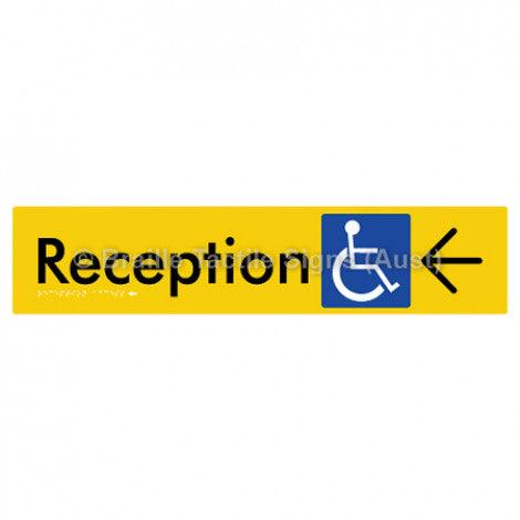 Braille Sign Reception Access w/ Large Arrow - Braille Tactile Signs (Aust) - BTS167->L-yel - Fully Custom Signs - Fast Shipping - High Quality - Australian Made &amp; Owned