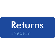 Braille Sign Returns - Braille Tactile Signs Aust. - BTS401-blu - Custom Signs - Fast Shipping - High Quality - Australian Made &amp; Owned