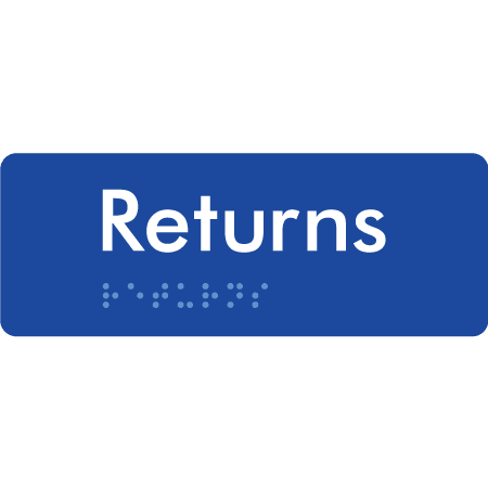 Braille Sign Returns - Braille Tactile Signs Aust. - BTS401-blu - Custom Signs - Fast Shipping - High Quality - Australian Made &amp; Owned