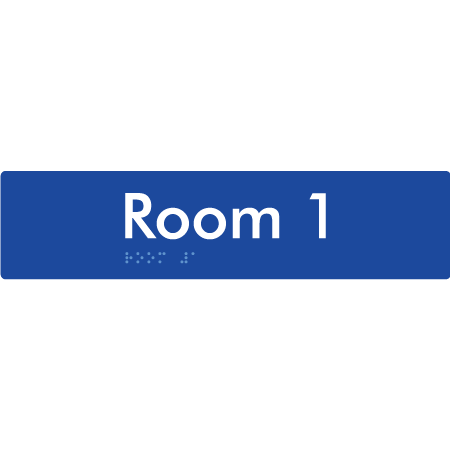 Braille Sign Room 1 - Braille Tactile Signs Aust. - BTS248-01-blu - Custom Signs - Fast Shipping - High Quality - Australian Made &amp; Owned