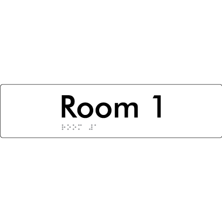 Braille Sign Room 1 - Braille Tactile Signs Aust. - BTS248-01-wht - Custom Signs - Fast Shipping - High Quality - Australian Made &amp; Owned