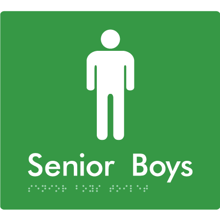 Braille Sign Senior Boys Toilet - Braille Tactile Signs Aust. - BTS141-grn - Custom Signs - Fast Shipping - High Quality - Australian Made &amp; Owned