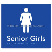 Senior Girls Toilet - Braille Tactile Signs (Aust) - BTS104-blu - Fully Custom Signs - Fast Shipping - High Quality