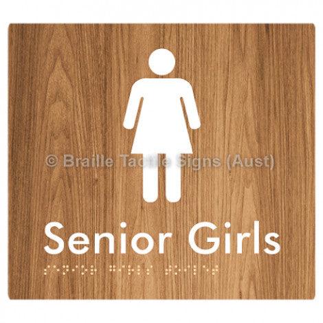 Senior Girls Toilet - Braille Tactile Signs (Aust) - BTS104-wdg - Fully Custom Signs - Fast Shipping - High Quality
