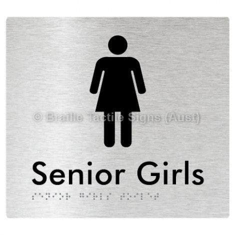 Senior Girls Toilet - Braille Tactile Signs (Aust) - BTS104-aliB - Fully Custom Signs - Fast Shipping - High Quality