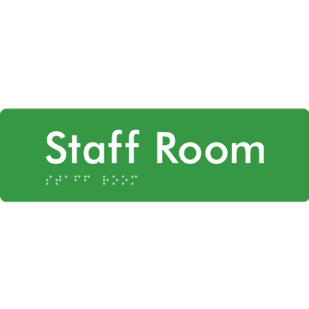 Braille Sign Staff Room - Braille Tactile Signs Aust. - BTS436-grn - Custom Signs - Fast Shipping - High Quality - Australian Made &amp; Owned