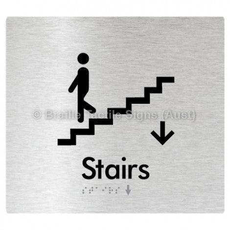Braille Sign Stairs (Down) w/ Small Arrow: D - Braille Tactile Signs (Aust) - BTS239->D-aliB - Fully Custom Signs - Fast Shipping - High Quality - Australian Made &amp; Owned