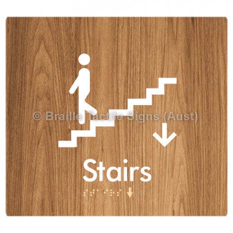 Braille Sign Stairs (Down) w/ Small Arrow: D - Braille Tactile Signs (Aust) - BTS239->D-wdg - Fully Custom Signs - Fast Shipping - High Quality - Australian Made &amp; Owned