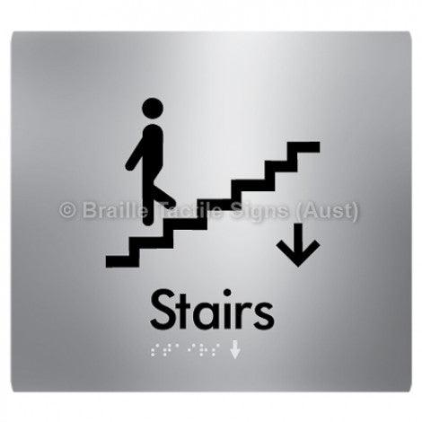 Braille Sign Stairs (Down) w/ Small Arrow: D - Braille Tactile Signs (Aust) - BTS239->D-aliS - Fully Custom Signs - Fast Shipping - High Quality - Australian Made &amp; Owned