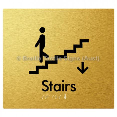 Braille Sign Stairs (Down) w/ Small Arrow: D - Braille Tactile Signs (Aust) - BTS239->D-aliG - Fully Custom Signs - Fast Shipping - High Quality - Australian Made &amp; Owned