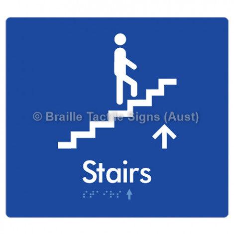 Braille Sign Stairs (Up) w/ Small Arrow: U - Braille Tactile Signs (Aust) - BTS238->U-blu - Fully Custom Signs - Fast Shipping - High Quality - Australian Made &amp; Owned