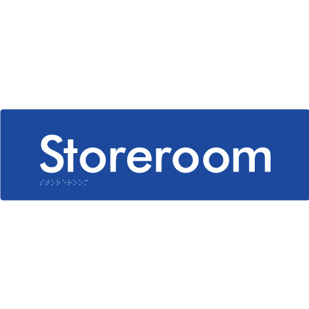 Braille Sign Storeroom - Braille Tactile Signs Aust. - BTS48-blu - Custom Signs - Fast Shipping - High Quality - Australian Made &amp; Owned