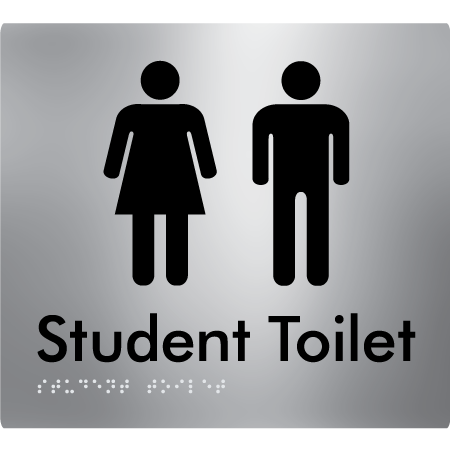 Braille Sign Student Toilet - Braille Tactile Signs Aust. - BTS105-aliS - Custom Signs - Fast Shipping - High Quality - Australian Made &amp; Owned