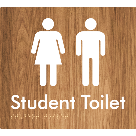 Braille Sign Student Toilet - Braille Tactile Signs Aust. - BTS105-wdg - Custom Signs - Fast Shipping - High Quality - Australian Made &amp; Owned