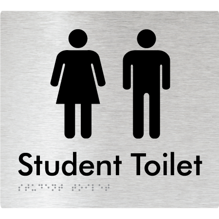 Braille Sign Student Toilet - Braille Tactile Signs Aust. - BTS105-aliB - Custom Signs - Fast Shipping - High Quality - Australian Made &amp; Owned