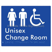 Braille Sign Unisex Accessible Change Room - Braille Tactile Signs (Aust) - BTS191n-blu - Fully Custom Signs - Fast Shipping - High Quality - Australian Made &amp; Owned