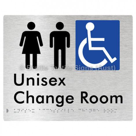 Braille Sign Unisex Accessible Change Room - Braille Tactile Signs (Aust) - BTS191n-blu - Fully Custom Signs - Fast Shipping - High Quality - Australian Made &amp; Owned