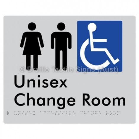 Braille Sign Unisex Accessible Change Room - Braille Tactile Signs (Aust) - BTS191n-slv - Fully Custom Signs - Fast Shipping - High Quality - Australian Made &amp; Owned