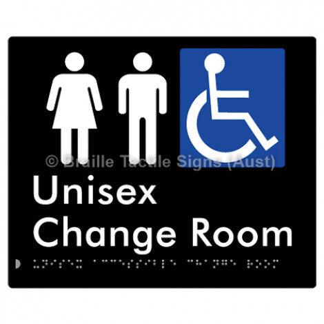 Braille Sign Unisex Accessible Change Room - Braille Tactile Signs (Aust) - BTS191n-blk - Fully Custom Signs - Fast Shipping - High Quality - Australian Made &amp; Owned