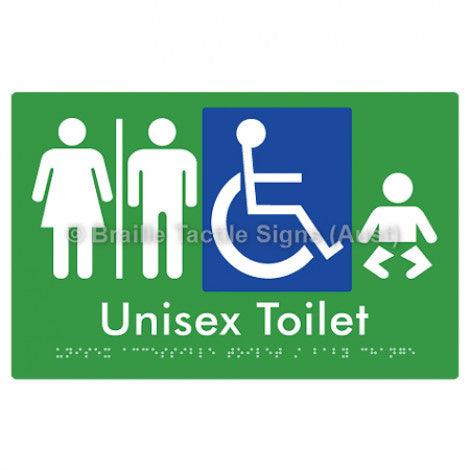 Braille Sign Unisex Accessible Toilet / Baby Change w/ Air Lock - Braille Tactile Signs (Aust) - BTS181-AL-grn - Fully Custom Signs - Fast Shipping - High Quality - Australian Made &amp; Owned