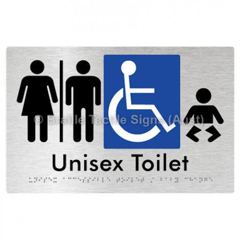 Braille Sign Unisex Accessible Toilet / Baby Change w/ Air Lock - Braille Tactile Signs (Aust) - BTS181-AL-aliB - Fully Custom Signs - Fast Shipping - High Quality - Australian Made &amp; Owned