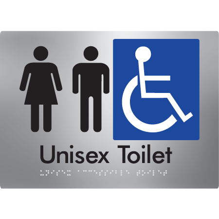 Braille Sign Unisex Accessible Toilet - Braille Tactile Signs Aust. - BTS210-aliS - Custom Signs - Fast Shipping - High Quality - Australian Made &amp; Owned