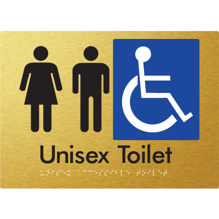 Braille Sign Unisex Accessible Toilet - Braille Tactile Signs Aust. - BTS210-aliG - Custom Signs - Fast Shipping - High Quality - Australian Made &amp; Owned