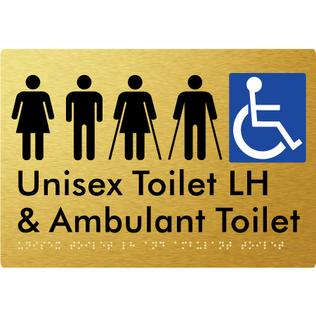 Braille Sign Unisex Accessible Toilet LH and Ambulant Toilet - Braille Tactile Signs Aust. - BTS311LH-aliG - Custom Signs - Fast Shipping - High Quality - Australian Made &amp; Owned