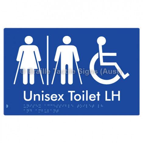 Braille Sign Unisex Accessible Toilet LH and Ambulant w/ Air Lock - Braille Tactile Signs (Aust) - BTS309LH-AL-blu - Fully Custom Signs - Fast Shipping - High Quality - Australian Made &amp; Owned