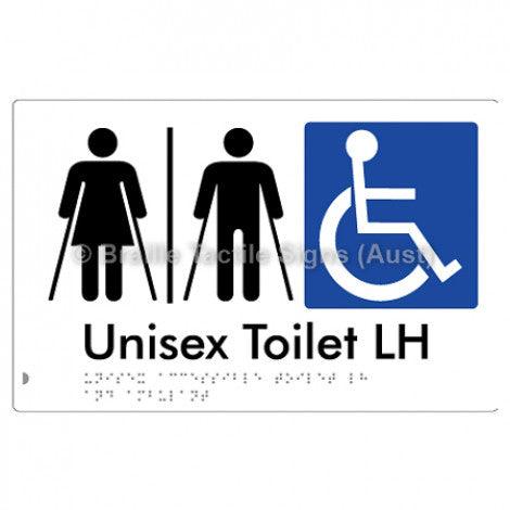 Braille Sign Unisex Accessible Toilet LH and Ambulant w/ Air Lock - Braille Tactile Signs (Aust) - BTS309LH-AL-wht - Fully Custom Signs - Fast Shipping - High Quality - Australian Made &amp; Owned