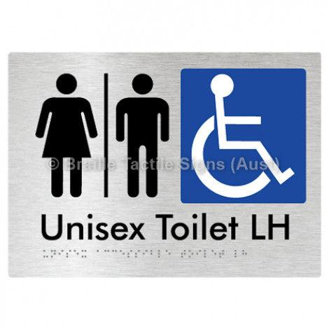 Braille Sign Unisex Accessible Toilet LH w/ Air Lock - Braille Tactile Signs (Aust) - BTS11LHn-AL-aliB - Fully Custom Signs - Fast Shipping - High Quality - Australian Made &amp; Owned