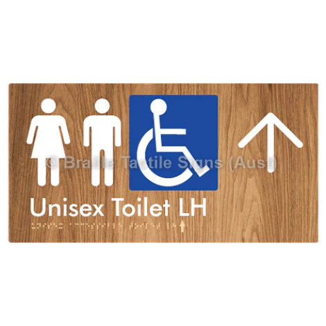 Braille Sign Unisex Accessible Toilet LH w/ Large Arrow - Braille Tactile Signs (Aust) - BTS11LHn->U-wdg - Fully Custom Signs - Fast Shipping - High Quality - Australian Made &amp; Owned