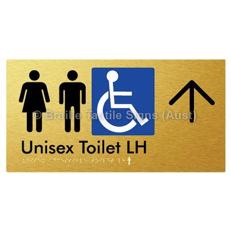 Braille Sign Unisex Accessible Toilet LH w/ Large Arrow - Braille Tactile Signs (Aust) - - Fully Custom Signs - Fast Shipping - High Quality - Australian Made &amp; Owned