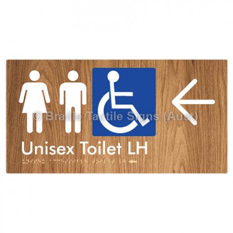 Braille Sign Unisex Accessible Toilet LH w/ Large Arrow - Braille Tactile Signs (Aust) - BTS11LHn->L-wdg - Fully Custom Signs - Fast Shipping - High Quality - Australian Made &amp; Owned