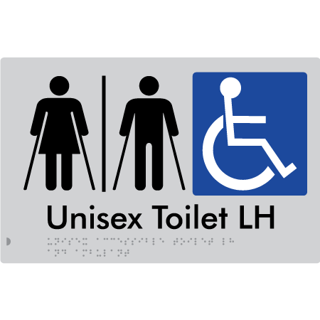 Braille Sign Unisex Accessible Toilet RH and Ambulant with Airlock - Braille Tactile Signs Aust. - BTS309RH-AL-slv - Custom Signs - Fast Shipping - High Quality - Australian Made &amp; Owned