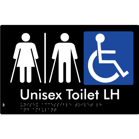 Braille Sign Unisex Accessible Toilet RH and Ambulant with Airlock - Braille Tactile Signs Aust. - BTS309RH-AL-blk - Custom Signs - Fast Shipping - High Quality - Australian Made &amp; Owned