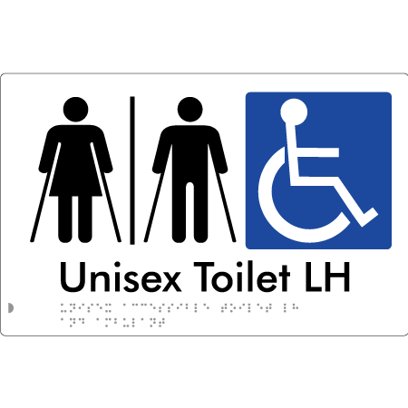 Braille Sign Unisex Accessible Toilet RH and Ambulant with Airlock - Braille Tactile Signs Aust. - BTS309RH-AL-wht - Custom Signs - Fast Shipping - High Quality - Australian Made &amp; Owned