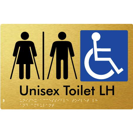 Braille Sign Unisex Accessible Toilet RH and Ambulant with Airlock - Braille Tactile Signs Aust. - BTS309RH-AL-aliG - Custom Signs - Fast Shipping - High Quality - Australian Made &amp; Owned