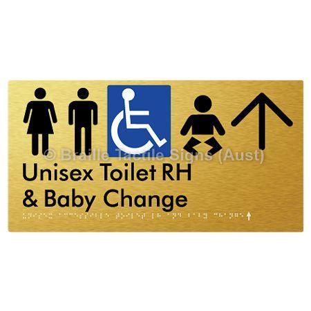 Braille Sign Unisex Accessible Toilet RH and Baby Change w/ Large Arrow: - Braille Tactile Signs (Aust) - BTS33RHn->U-aliG - Fully Custom Signs - Fast Shipping - High Quality - Australian Made &amp; Owned