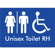 Braille Sign Unisex Accessible Toilet RH w/ Air Lock - Braille Tactile Signs Aust. - BTS11RHn-AL-blu - Custom Signs - Fast Shipping - High Quality - Australian Made &amp; Owned