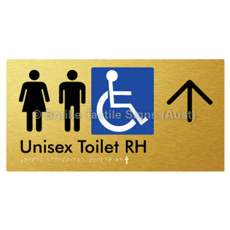 Braille Sign Unisex Accessible Toilet RH w/ Large Arrow - Braille Tactile Signs (Aust) - BTS11RHn->U-aliG - Fully Custom Signs - Fast Shipping - High Quality - Australian Made &amp; Owned