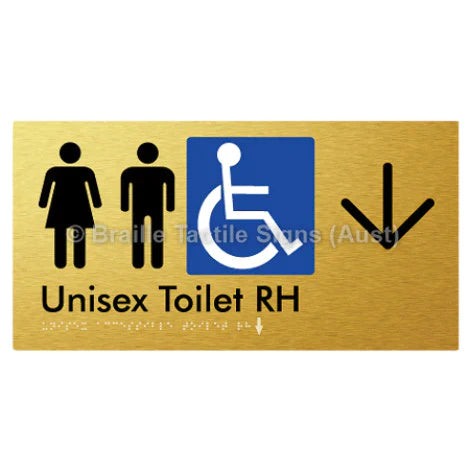 Braille Sign Unisex Accessible Toilet RH w/ Large Arrow - Braille Tactile Signs (Aust) - BTS11RHn->D-aliG - Fully Custom Signs - Fast Shipping - High Quality - Australian Made &amp; Owned