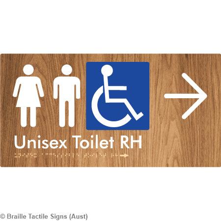 Braille Sign Unisex Accessible Toilet RH w/ Large Arrow - Braille Tactile Signs (Aust) - - Fully Custom Signs - Fast Shipping - High Quality - Australian Made &amp; Owned