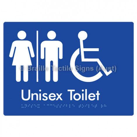 Braille Sign Unisex Accessible Toilet w/ Air Lock - Braille Tactile Signs (Aust) - BTS210-AL-blu - Fully Custom Signs - Fast Shipping - High Quality - Australian Made &amp; Owned