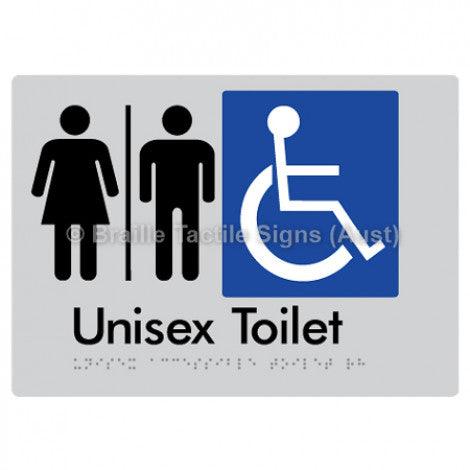 Braille Sign Unisex Accessible Toilet w/ Air Lock - Braille Tactile Signs (Aust) - BTS210-AL-slv - Fully Custom Signs - Fast Shipping - High Quality - Australian Made &amp; Owned