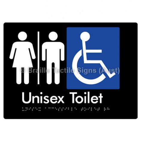 Braille Sign Unisex Accessible Toilet w/ Air Lock - Braille Tactile Signs (Aust) - BTS210-AL-blk - Fully Custom Signs - Fast Shipping - High Quality - Australian Made &amp; Owned