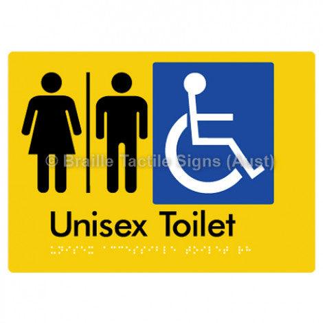 Braille Sign Unisex Accessible Toilet w/ Air Lock - Braille Tactile Signs (Aust) - BTS210-AL-yel - Fully Custom Signs - Fast Shipping - High Quality - Australian Made &amp; Owned