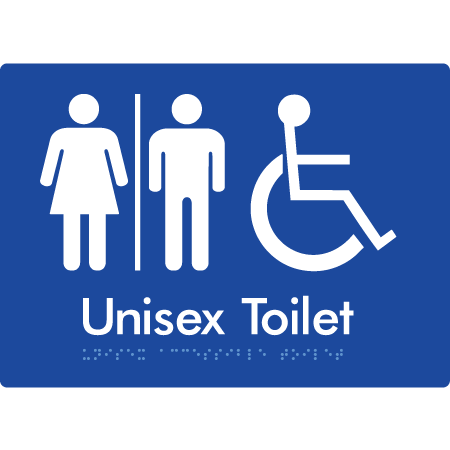 Braille Sign Unisex Accessible Toilet with Airlock - Braille Tactile Signs Aust. - BTS210-AL-blu - Custom Signs - Fast Shipping - High Quality - Australian Made &amp; Owned